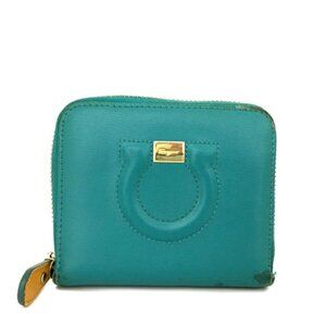Salvatore Ferragamo Gancini Leather Zippy Bifold Wallet Blue/2BG4716